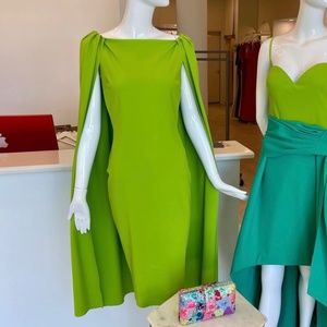 Chiara Boni Chartreuse Cape Dress